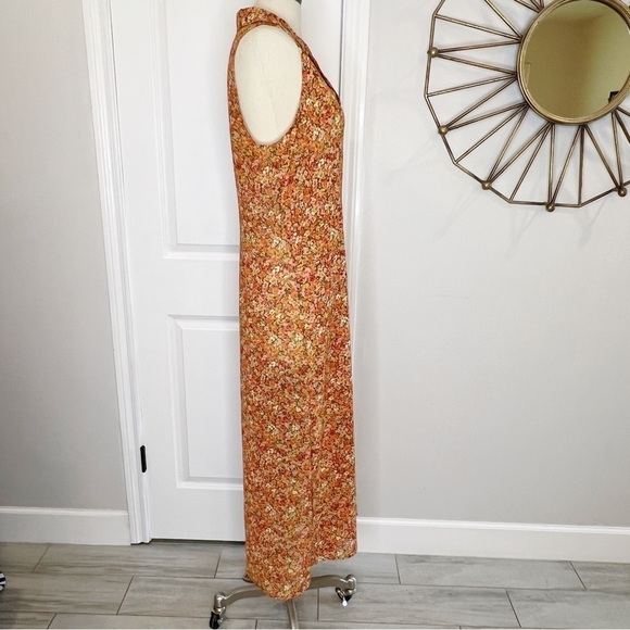 Victoria's Secret Vintage  90's Floral Maxi Dress Button Down Orange Size Large - Picture 4 of 7